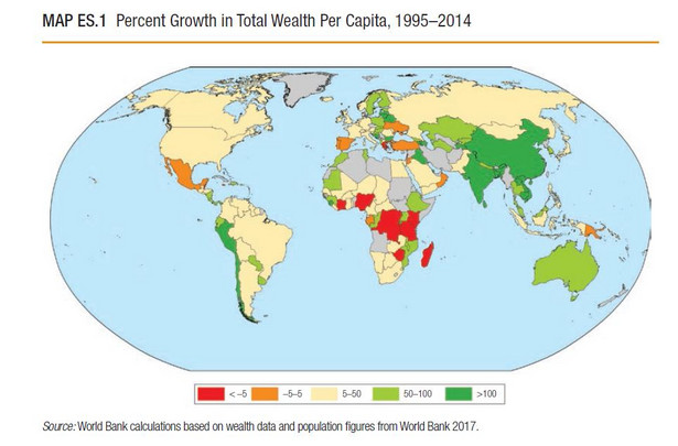 Wzrost bogactwa narodów w latach 1995-2014, źródło: Bank Światowy