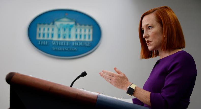 White House Press Secretary Jen Psaki talks to reporters in the Brady Press Briefing Room at the White House on January 18, 2022.