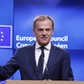 European Council President Donald Tusk holds a news conference after receiving British Prime Ministe