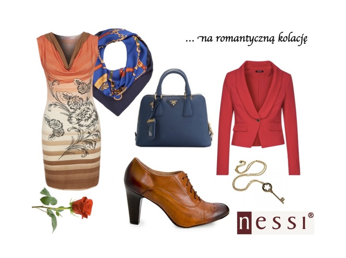 Sukienka – Smash www.zalando.pl, marynarka – Morgan, torebka – Prada, buty – Nessi www.nessi.com.pl,