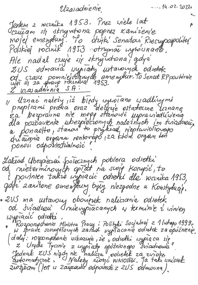 Petycja w sprawie emerytek z rocznika 1953.