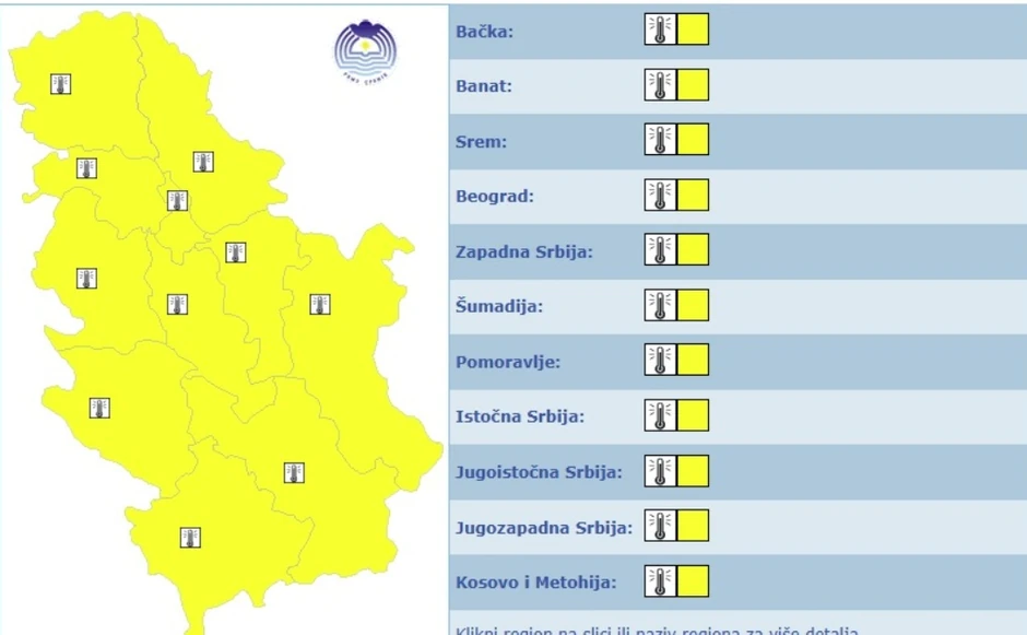 U subotu upozorenje na visoke temperature važi za područje cele Srbije
