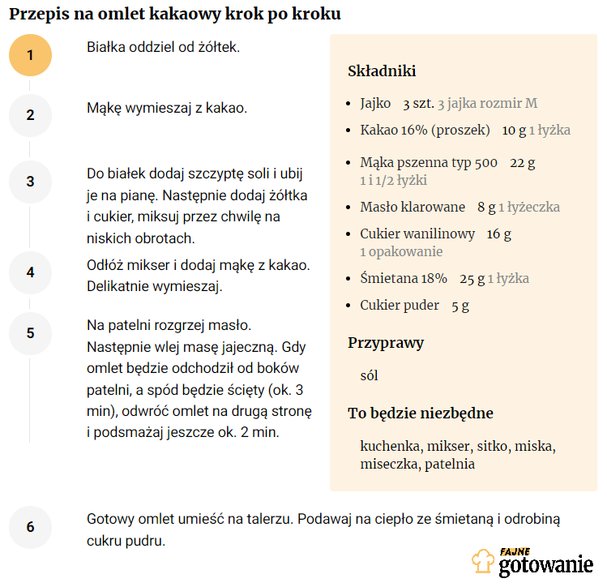 Przepis na omlet kakaowy