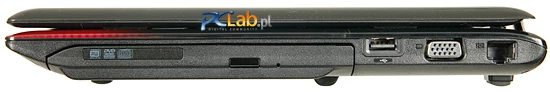 Prawa strona: RJ45, VGA, port USB 2.0, napęd optyczny