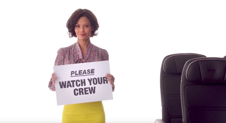 Actress Thandie Newton in British Airways' new safety video.