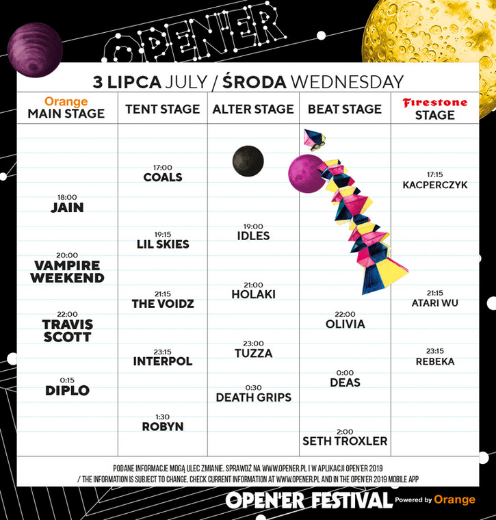 Open'er Festival 2019: harmonogram dzień I 
