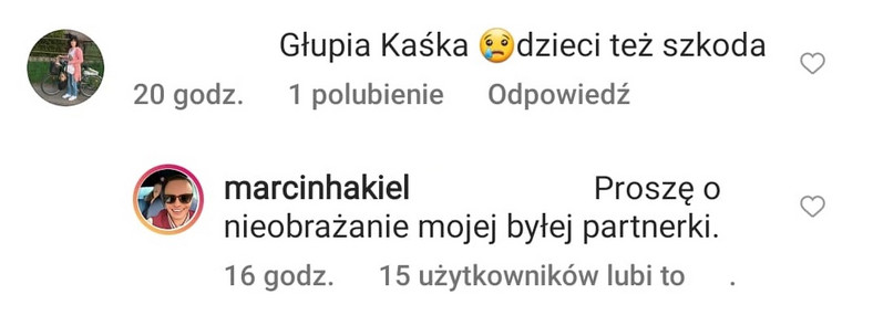 Marcin Hakiel broni Kasię Cichopek na Instagramie
