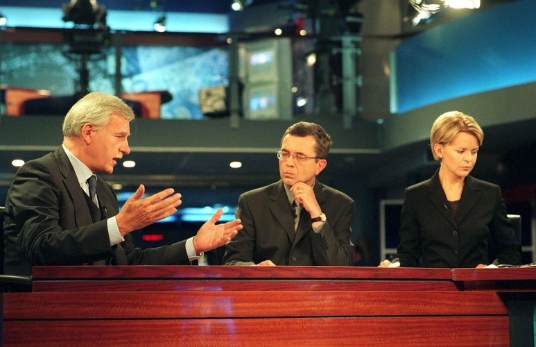 Justyna Pochanke i Grzegorz Miecugow w TVN24