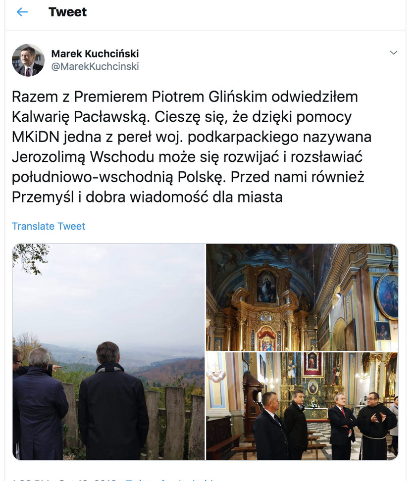 Marek Kuchciński i Piotr Gliński odwiedzili Kalwarię Pacławską