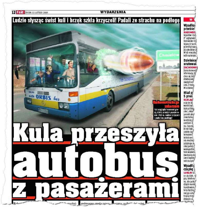 Snajper ostrzelał autobus