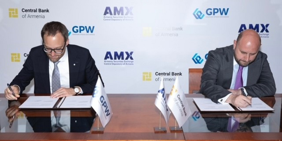 Prezes GPW Marek Dietl podpisał w Erywaniu umowę z Centralnym Bankiem Armenii. 