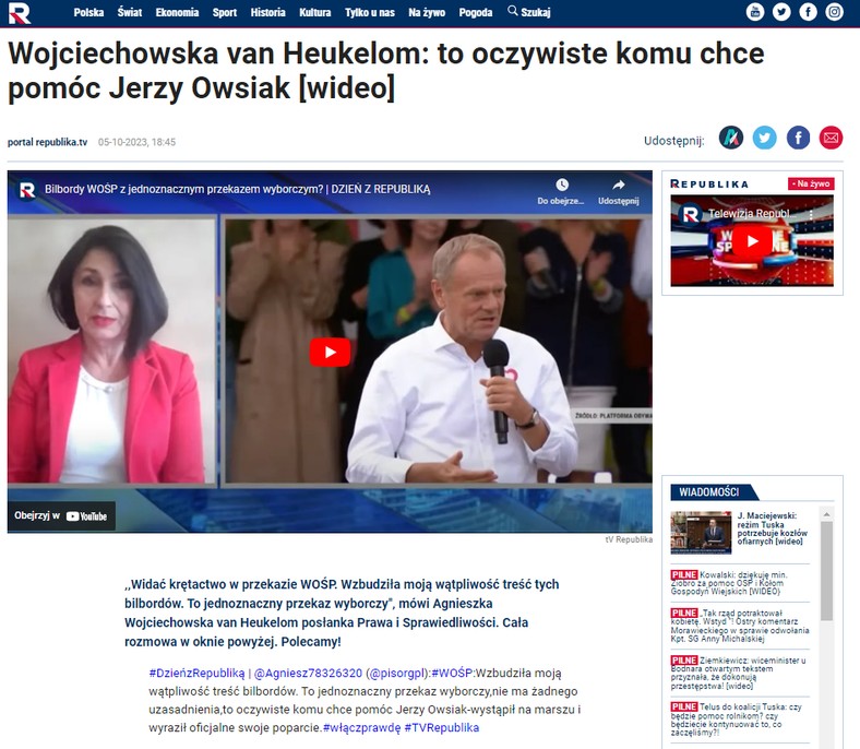 TV Republika atakuje WOŚP (screen)