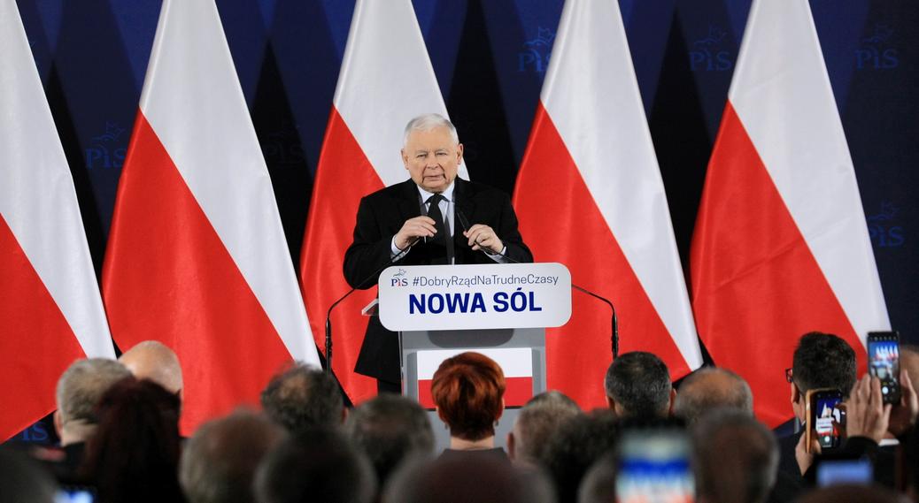 Jarosław Kaczyński podczas spotkania z mieszkańcami Nowej Soli, 4 grudnia 2022 r.