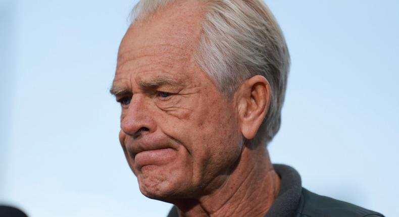 Former Donald Trump advisor Peter Navarro holds a press conference before turning himself in to a federal prison in Miami.Joe Raedle/Getty Images