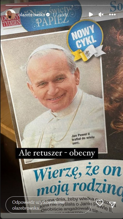 InstaStory z profilu Aleksandry Żebrowskiej