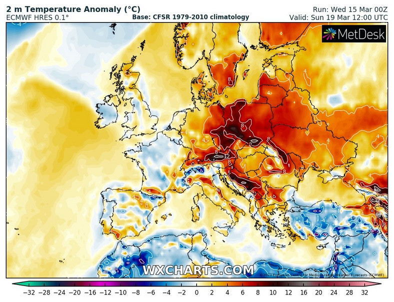 Temperatura w Polsce będzie znacznie przekraczać normę.