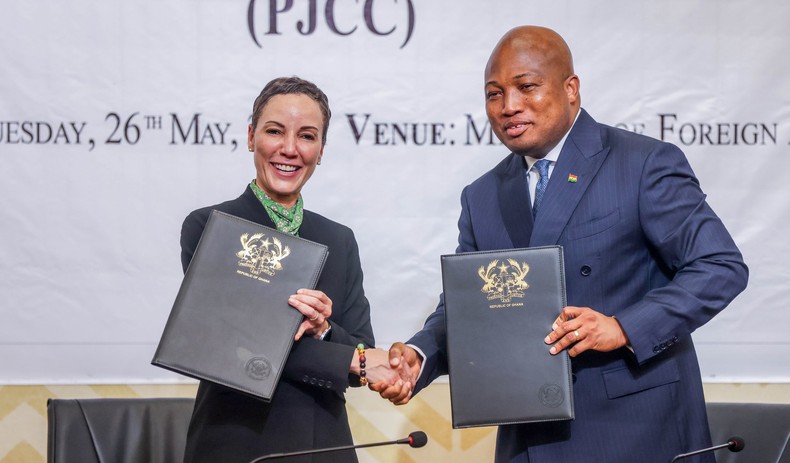 Minister of Foreign Affairs and Foreign Trade of Jamaica, Senator the Honourable Kamina Johnson Smith and Foreign Minister of Ghana, Sam Ablakwa.