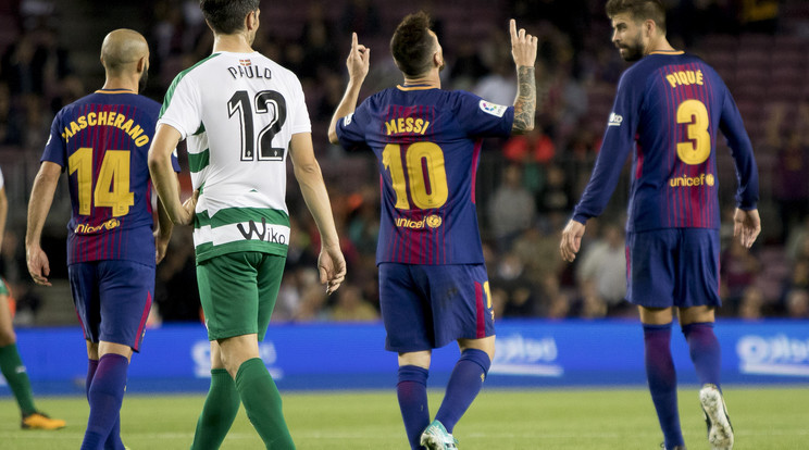 Messi négyszer köszönte meg az égieknek a segítséget a góljaihoz / Fotó: AFP