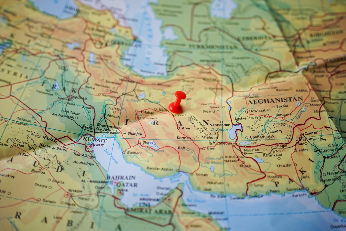 Selective,Focus,On,The,Map,Of,Iran,Marked,With,Pins