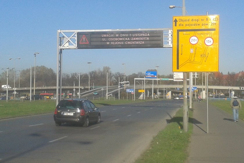 Tablica zmiennej treści ITS we Wrocławiu