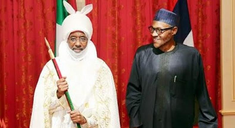 Emir of Kano, Sanusi Lamido Sanusi visits President Muhammadu Buhari in Abuja on August 4, 2015.