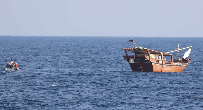 The US Navy claimed that a wooden sailboat near the Gulf of Oman was carrying rifles meant for Yemen's Houthi rebels.US Navy