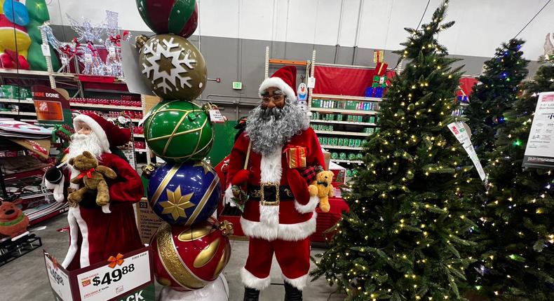 Like Lowes, there was holiday merchandise right at the front entrance — just less of it.