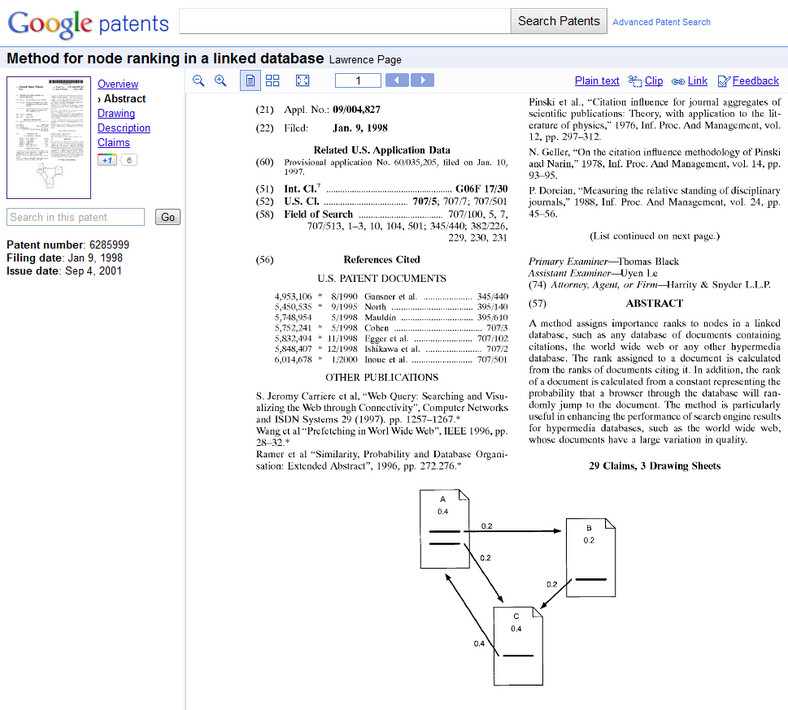Patent na algorytm PageRank należy do Stanford University 