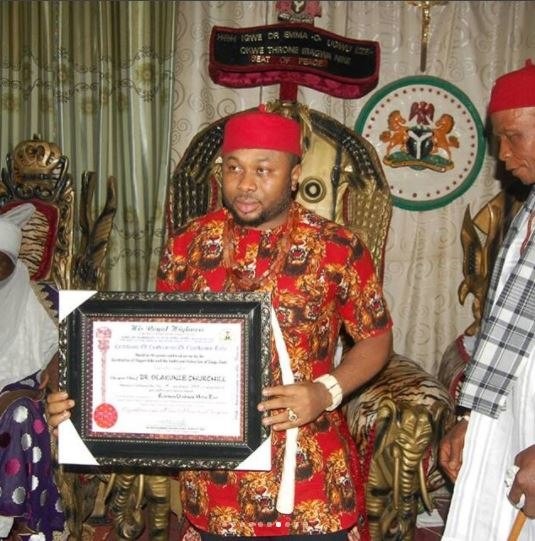 Churchill Oladunni gets conferred with a chieftaincy title in Enugu state 