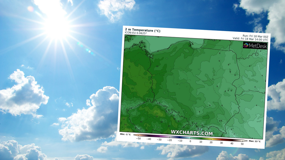 Prognoza pogody na piątek, 18 marca. Dużo słońca. Będzie coraz chłodniej