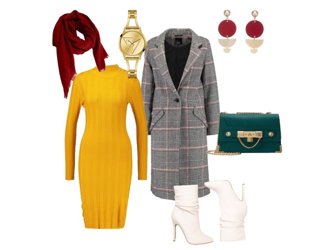 Jesienne STYLIZACJE z płaszczem w kratę