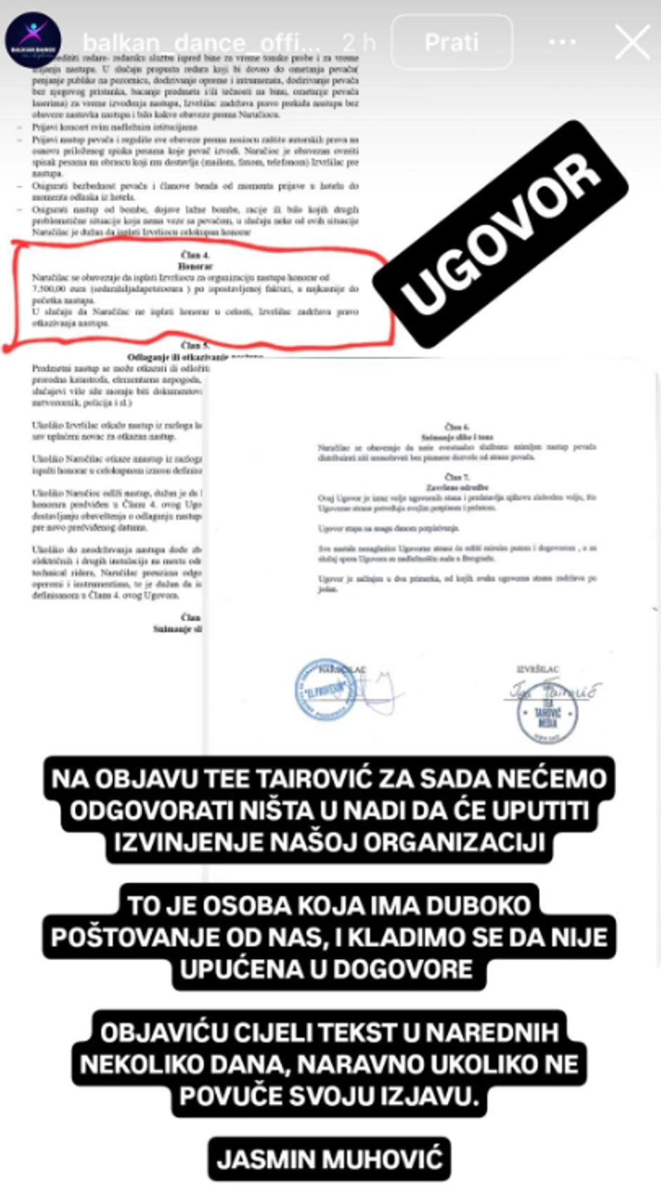 Organizatori odgovorili Tei Tairović