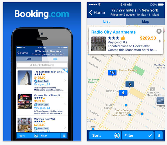 Aplikacja Booking.com umożliwia nam rezerwację noclegu w ponad 535 tysiącach hoteli na całym świecie. Możemy przebierać spośród wielu ofert i wybrać tą, która odpowiada nam najbardziej - pod względem ceny, lokalizacji oraz warunków. Niezwykle przydatne są również opinie innych użytkowników aplikacji, które mogą polecić nam dobry hotel lub przestrzec przed takim, do którego lepiej się nie wybierać. Po dokonaniu rezerwacji jej potwierdzenie zostaje zapisane w aplikacji i można z niego skorzystać podczas zameldowania.