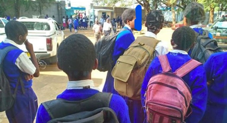 File image of Kisumu Girls High School students heading home on July 2, 2018 the school was clossed following student unrests