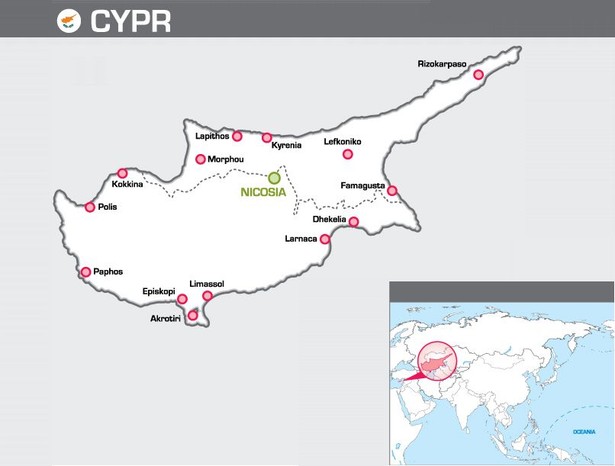 Cypr - mapa wyspy.