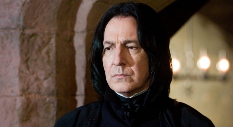 Alan Rickman played Snape in the Harry Potter films.Warner Bros.