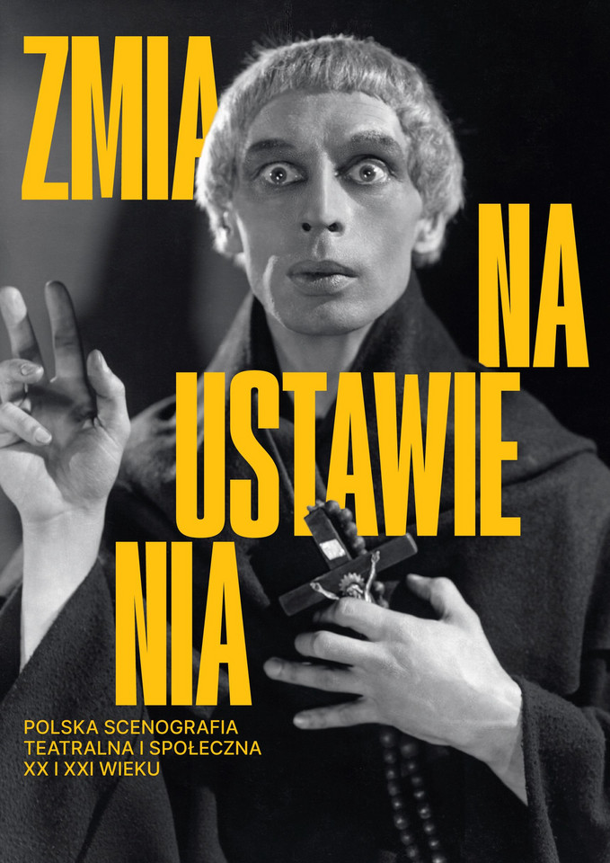 Grafika główna wystawy – proj. Jakub Jezierski, spektakl "Dziady" Adama Mickiewicza (Edmund Wierciński w roli księdza Piotra) w reż. Leona Schillera (Teatr Polski w Warszawie, 1934) 