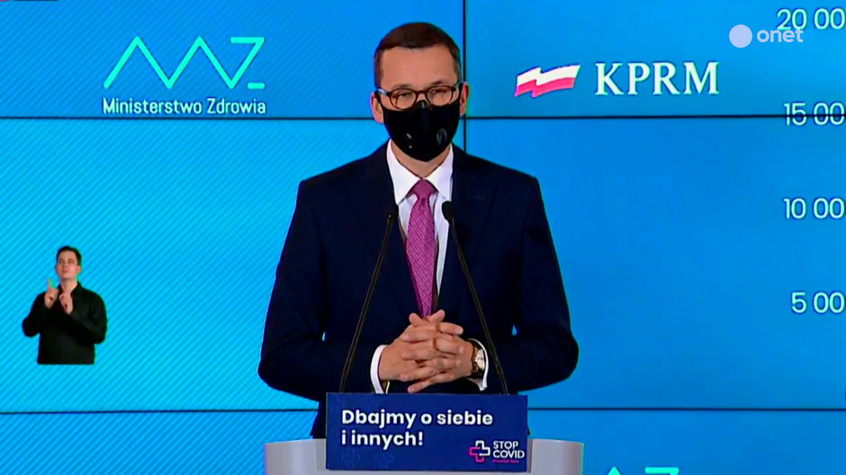 Koronawirus w Polsce. Premier Mateusz Morawiecki podczas konferencji prasowej