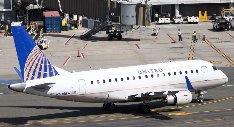 United Airlines planes are seen at Newark International Airport in New Jersey, United States on September 29, 2021.
