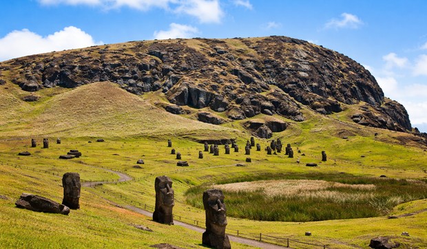 Moai statue panorama na Rapa Nui