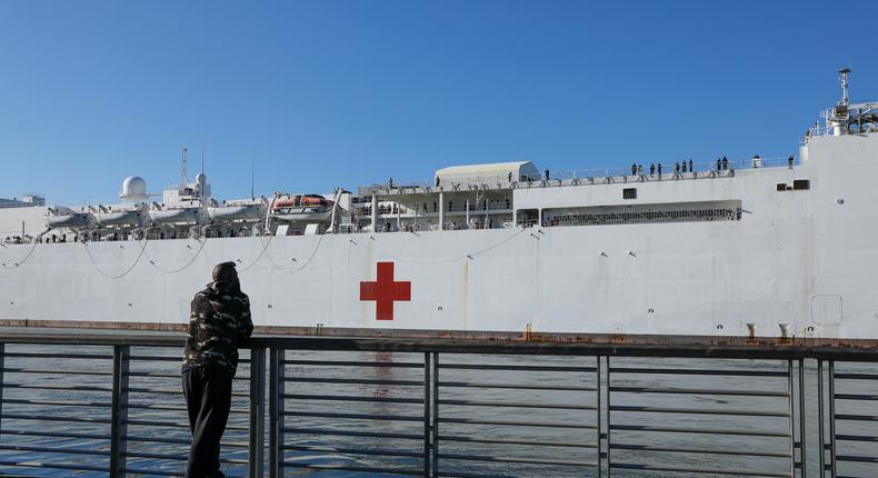 The medical staff aboard the USNS Mercy will also include 70 civil service mariners and 140 volunteer Navy reservists, according to the US Department of Defense.