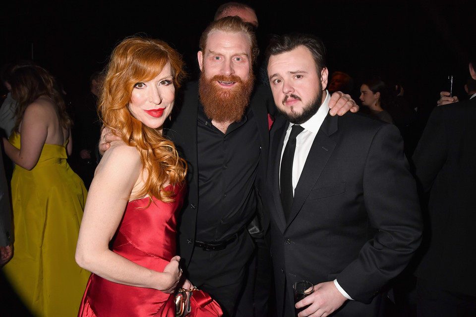 Gry Molvær Hivju, Kristofer Hivju (Tormund Zabójca Olbrzyma) i John Bradley (Samwell Tarly)