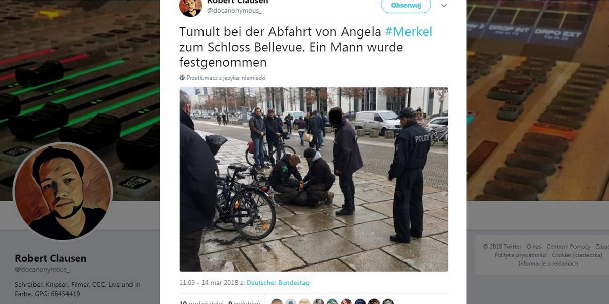 Rzucił się na Angelę Merkel, krzyczał Allahu Akbar