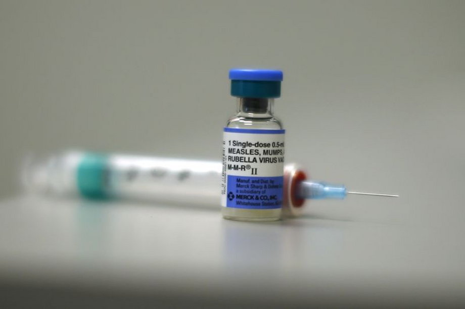 Measles vaccine is seen at Venice Family Clinic in Los Angeles.