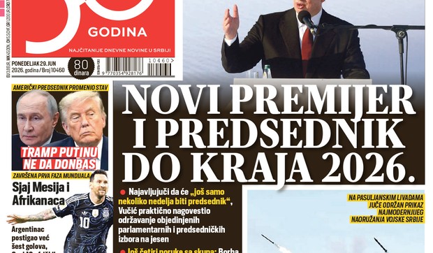 Blic naslovna strana za 29.6.