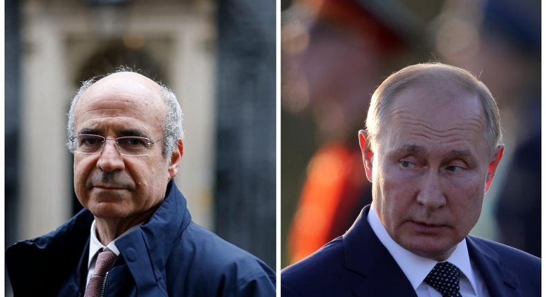 Investor and political activist Bill Browder (left) and Russian President Vladimir Putin (right)