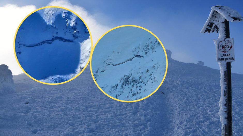 Na północnych stokach Babiej Góry powstało pęknięcie pokrywy śnieżnej (screen: BabiogorskiParkNarodowy/Facebook)