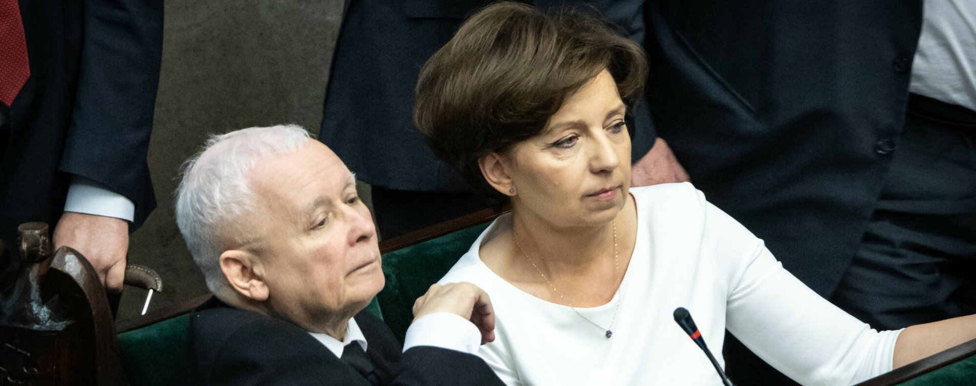 Sejm nie zgodził się na odrzucenie przepisów o tzw. emeryturze europejskiej. Na zdjęciu Marlena Maląg, minister rodziny i polityki społecznej, oraz Jarosław Kaczyński, wicepremier, szef PiS