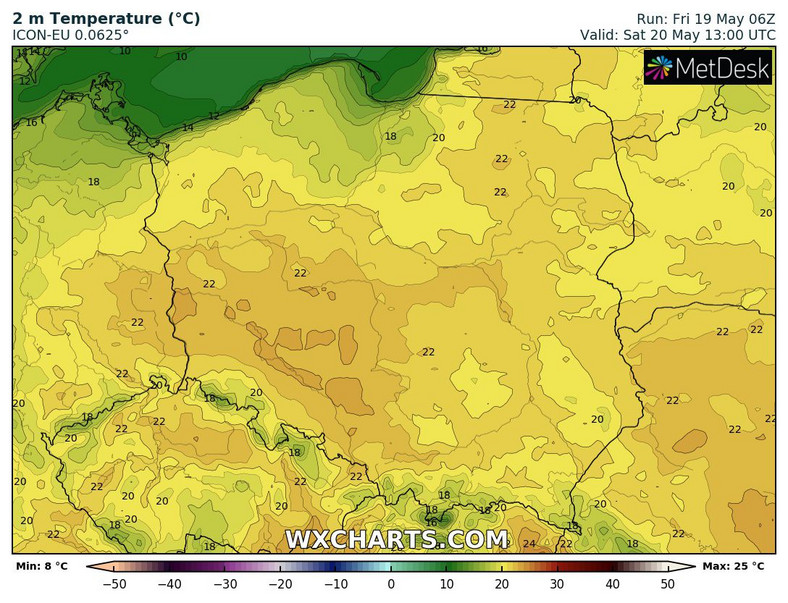 Temperatura na coraz większym obszarze Polski zacznie przekraczać 20 st. C