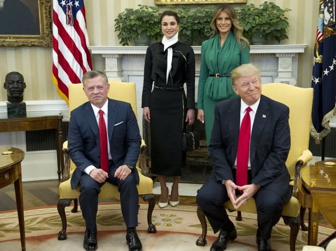 Donald i Melania Trump oraz królowa Rania i król Abdullah II